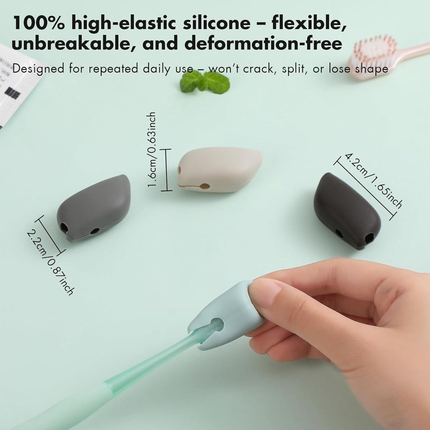 Silicone Toothbrush Covers - 4 Pack Portable Protector for Electric & Manual Brushes | Travel-Friendly Gray