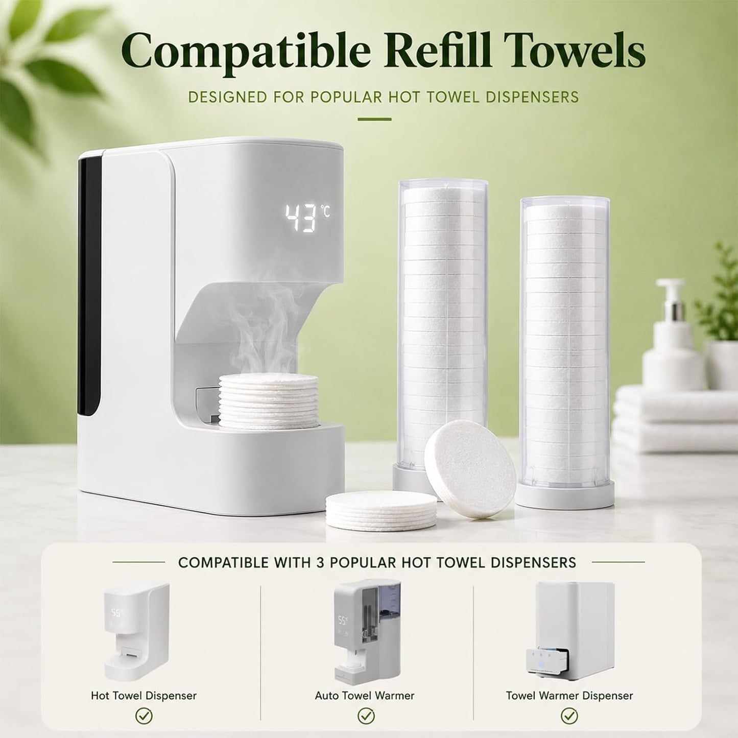 Hot Towel Dispenser Refills - 120 Pcs Disposable Compressed Face Towels for Spa & Home Use