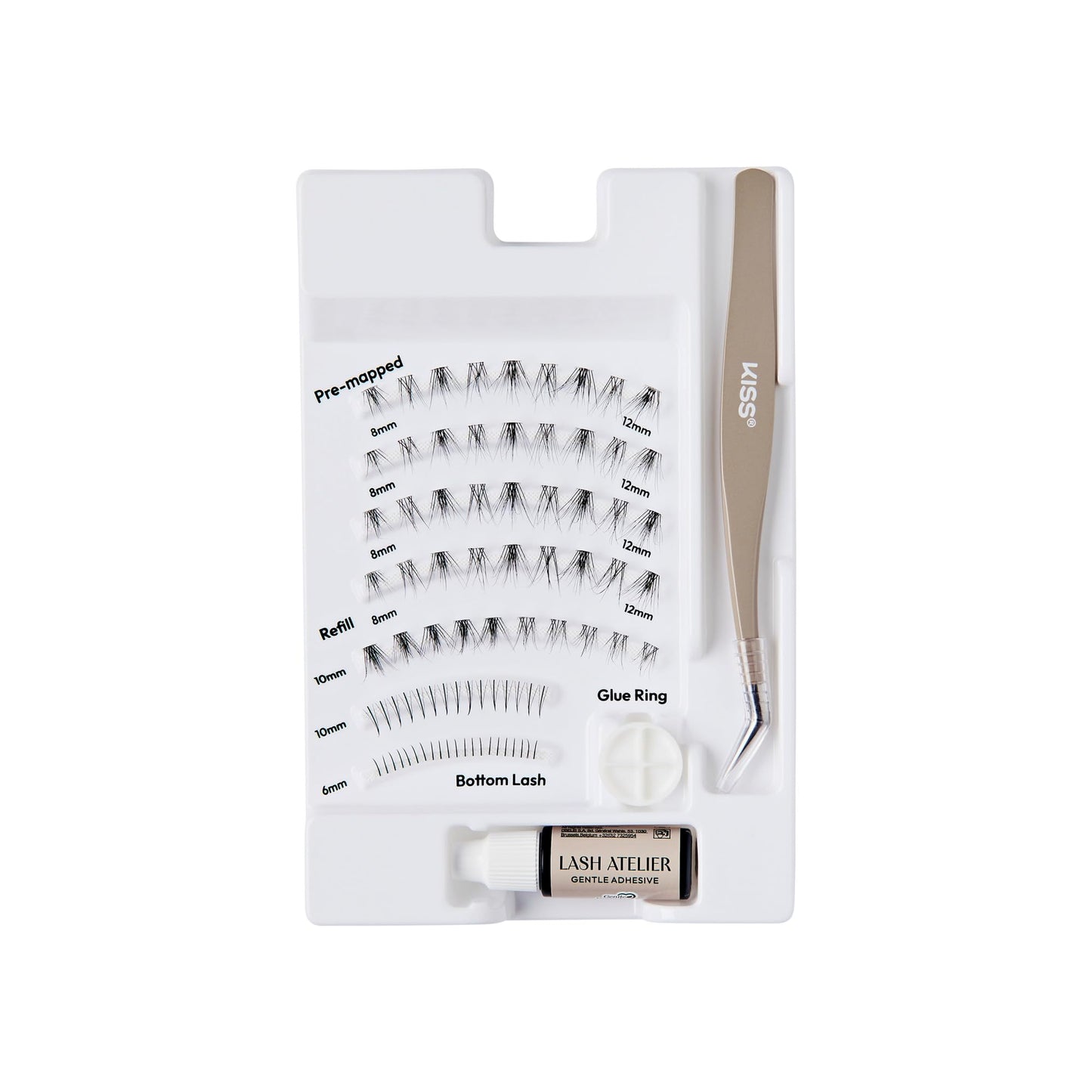 Kiss Lash Atelier Professional Lash Extension Kit, ‘Natural’, Pre-Mapped False Eyelashes, 46 Lash Clusters & 36 Individual Lashes, Last For Up To 7 Days, Glue Ring, Applicator