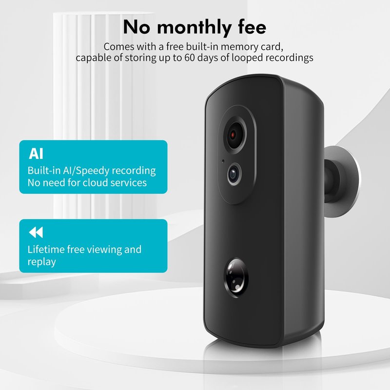 Outdoor Camera Wireless WiFi,AA Battery Operated Home Security Camera, Operates to -20°C, 1 Year Battery , Built in SD and AI, No Subscription ,Cloud-Free, Outdoor Surveillance:Do it Yourself(16, GB)