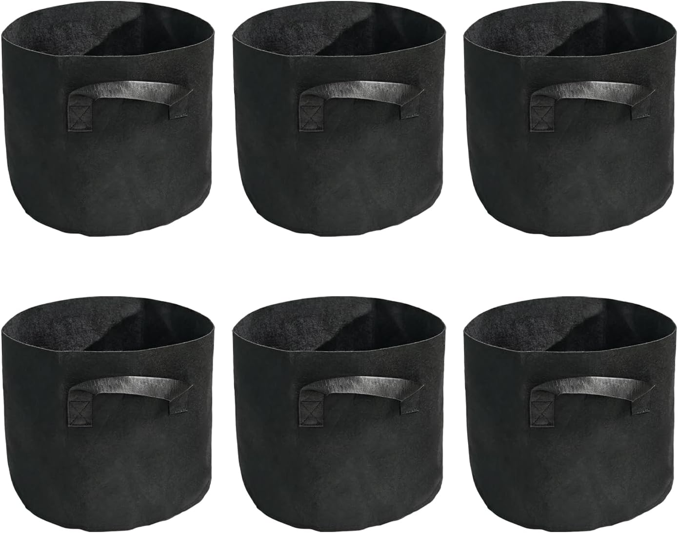 5 Gallon Fabric Grow Bags - Breathable Nonwoven Planter Pots with Handles | 6-Pack, Black