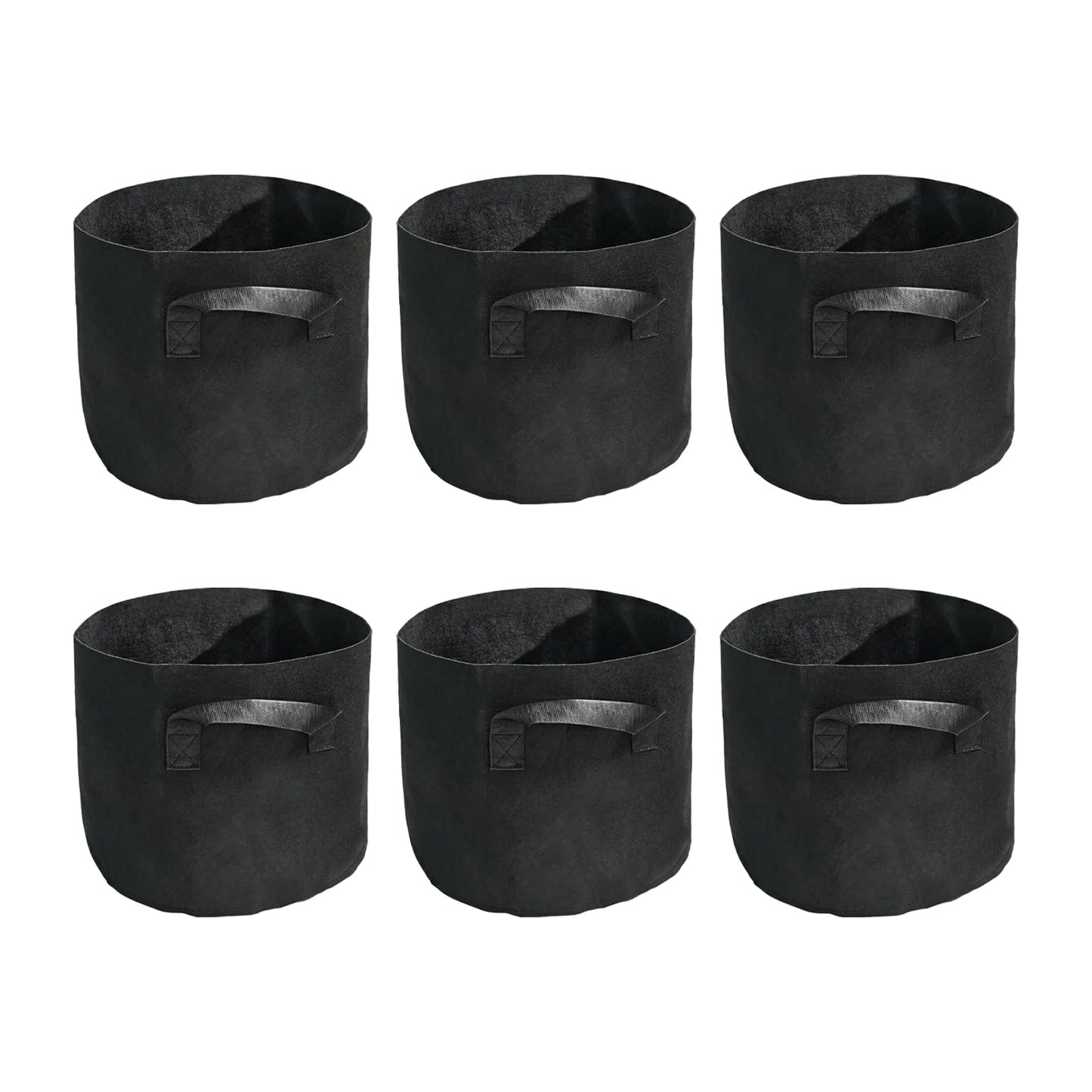6Pack 5 Gallon Fabric Grow Bags Breathable Nonwoven Aeration Planter Pots with Handles Black