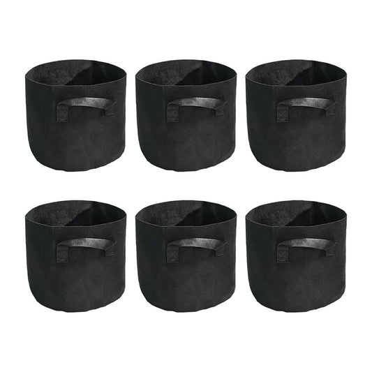 6Pack 5 Gallon Fabric Grow Bags Breathable Nonwoven Aeration Planter Pots with Handles Black