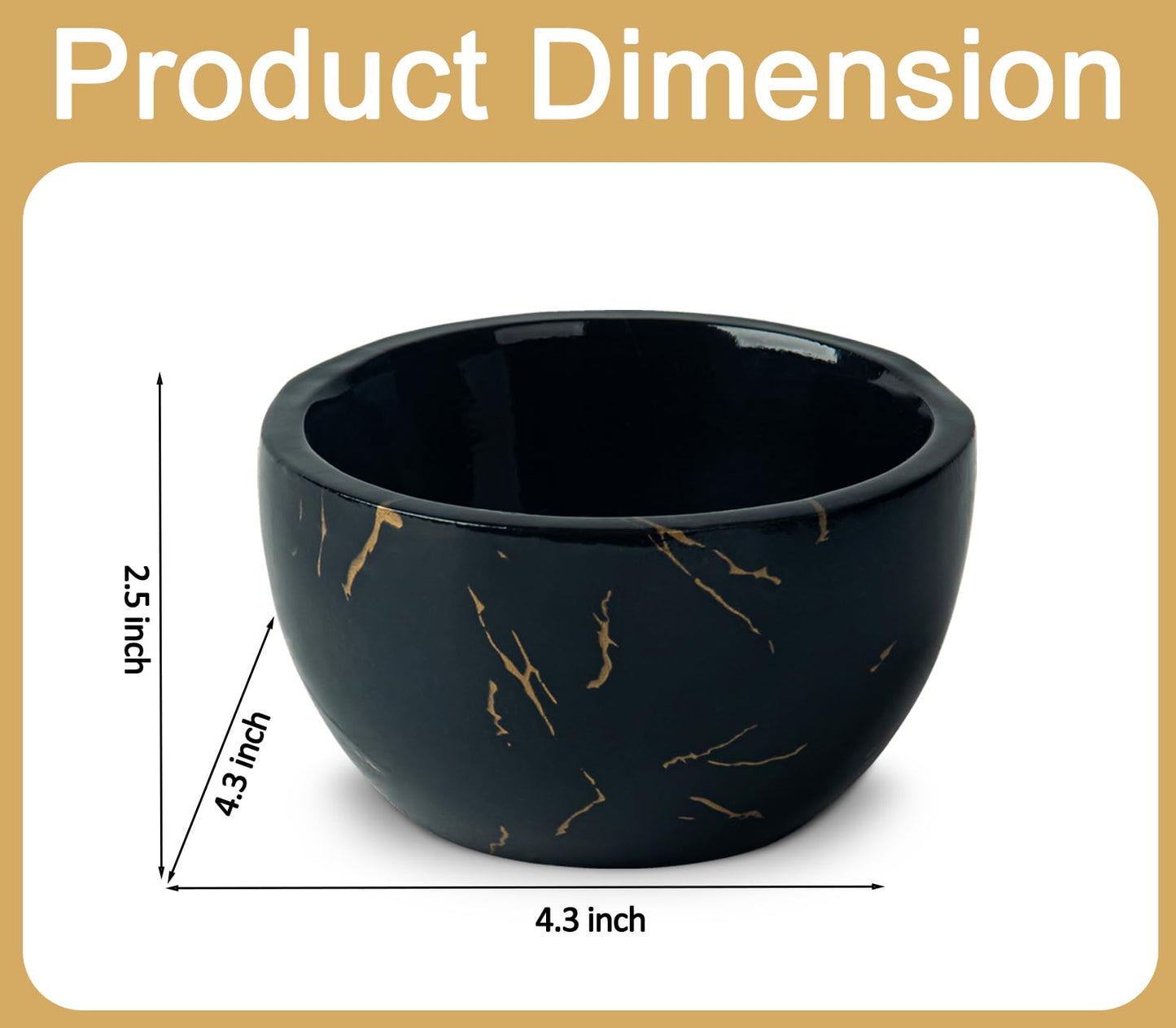 dgudgu Marbled Shaving Mug - Black Resin Shave Cream & Soap Bowl - Cup