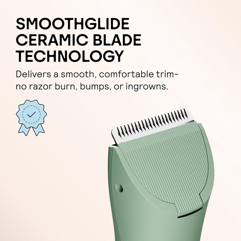 MERIDIAN The Trimmer Original - Body Hair Trimmer for Men, Electric Shaver for Pubic Hair, Chest, Legs & Bikini, Waterproof & Rechargeable, Sage
