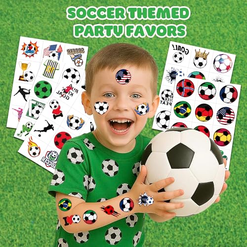 60 Pre-Cut Soccer Temporary Tattoos for Kids - Fun Party Favors