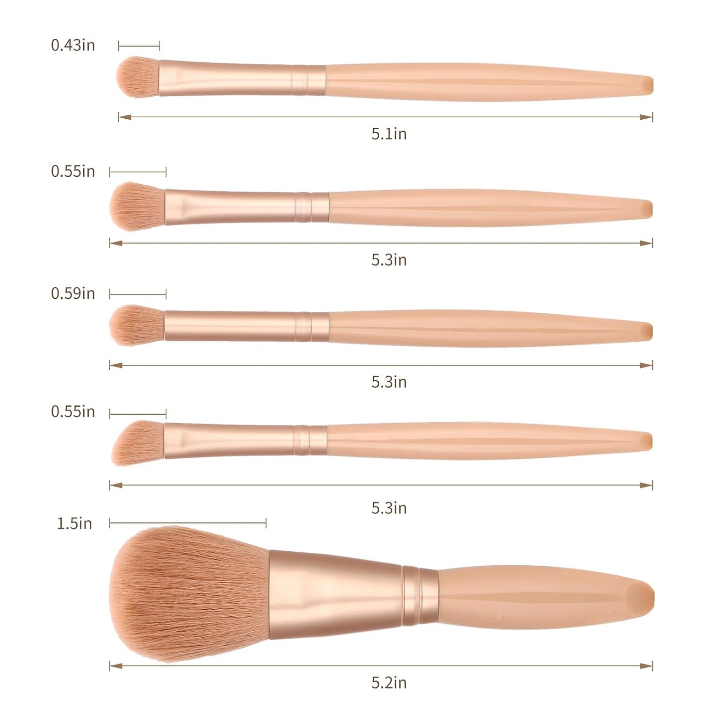 Eye Shadow Brush Set - Kids Small Makeup Brushes with Mirror | Perfect Valentine's Day Gift for Girls (Apricot)