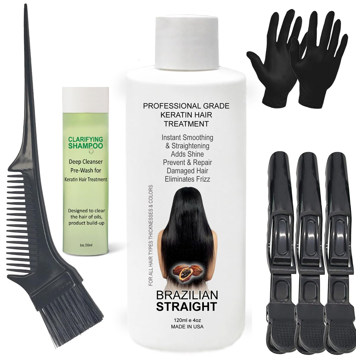 Brazilian Straight Keratin Hair Treatment - Formaldehyde-Free, Smooth & Shiny Results | 2PC Set