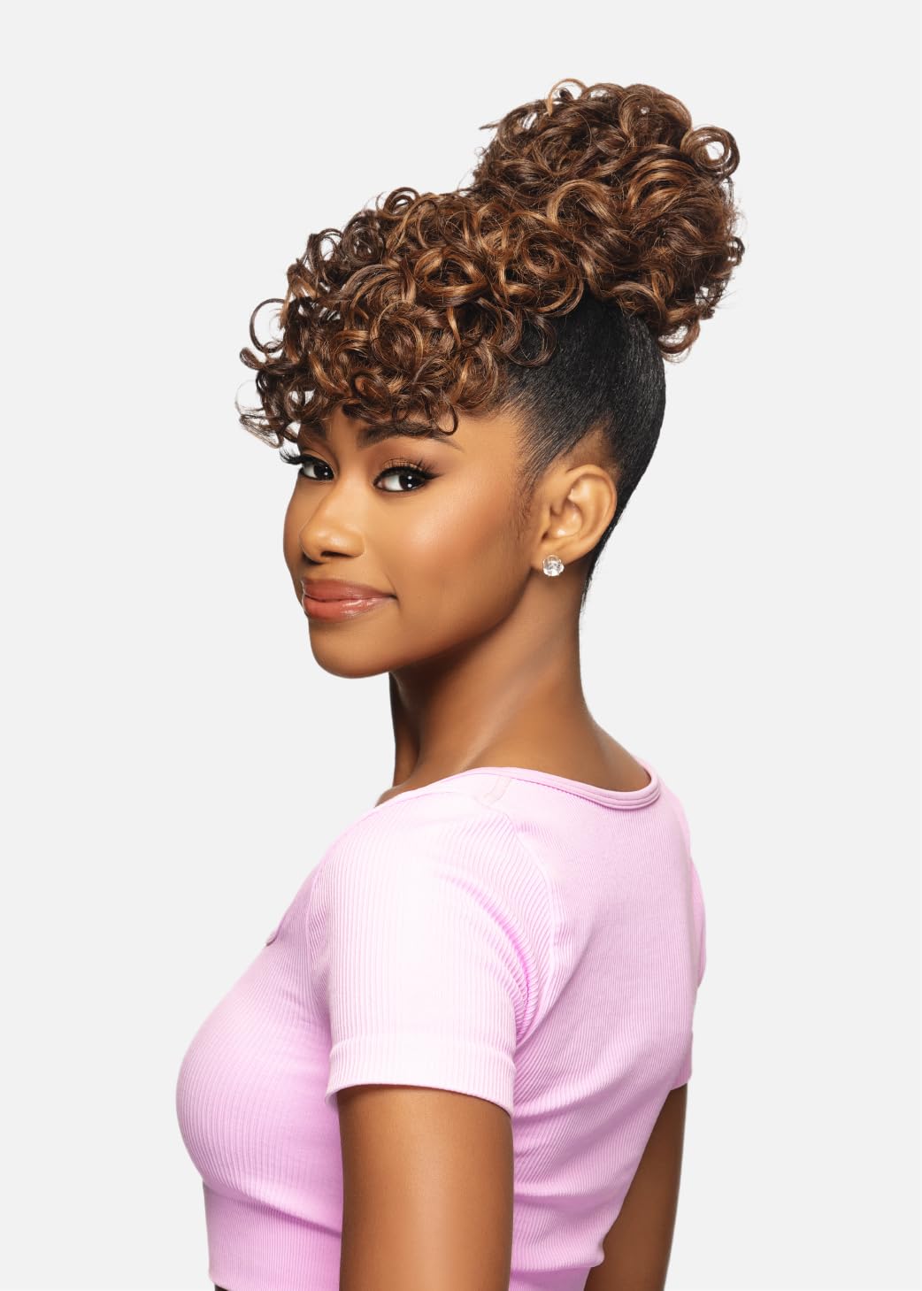 Vivica A. Fox Hair Collection | Wavy Bun with Roller Set & Side Bangs - Off Black (1B)