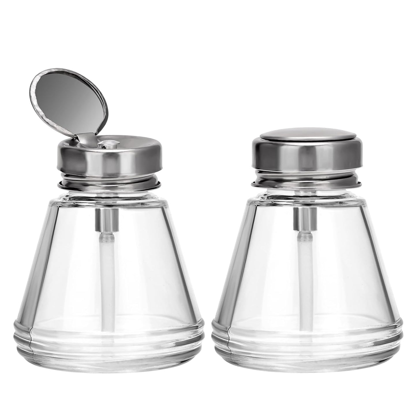 Cylindrical Glass Pump Dispenser Bottle - 100ML Clear Container for Nail Polish & Makeup Remover
