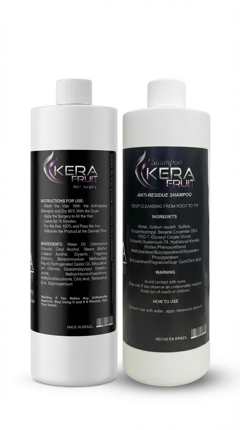 KERA FRUIT Hair Conditioner, 16 OZ - Cirugia Capilar Smoothing Treatment for Frizzy Hair, Controls Volume and Frizz, Deep Hydration, Includes Shampoo, Rapid Delivery