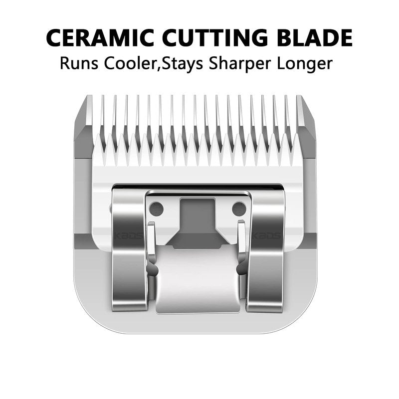KBDS Detachable Ceramic Pet Clipper Blades,Compatible with Most Andis,Oster,Wahl A5 Clippers,Made of Ceramic Blade Cutter and Carbon Steel Blade,3/8'' Inch 9.5mm Cut Length, 4F Blade