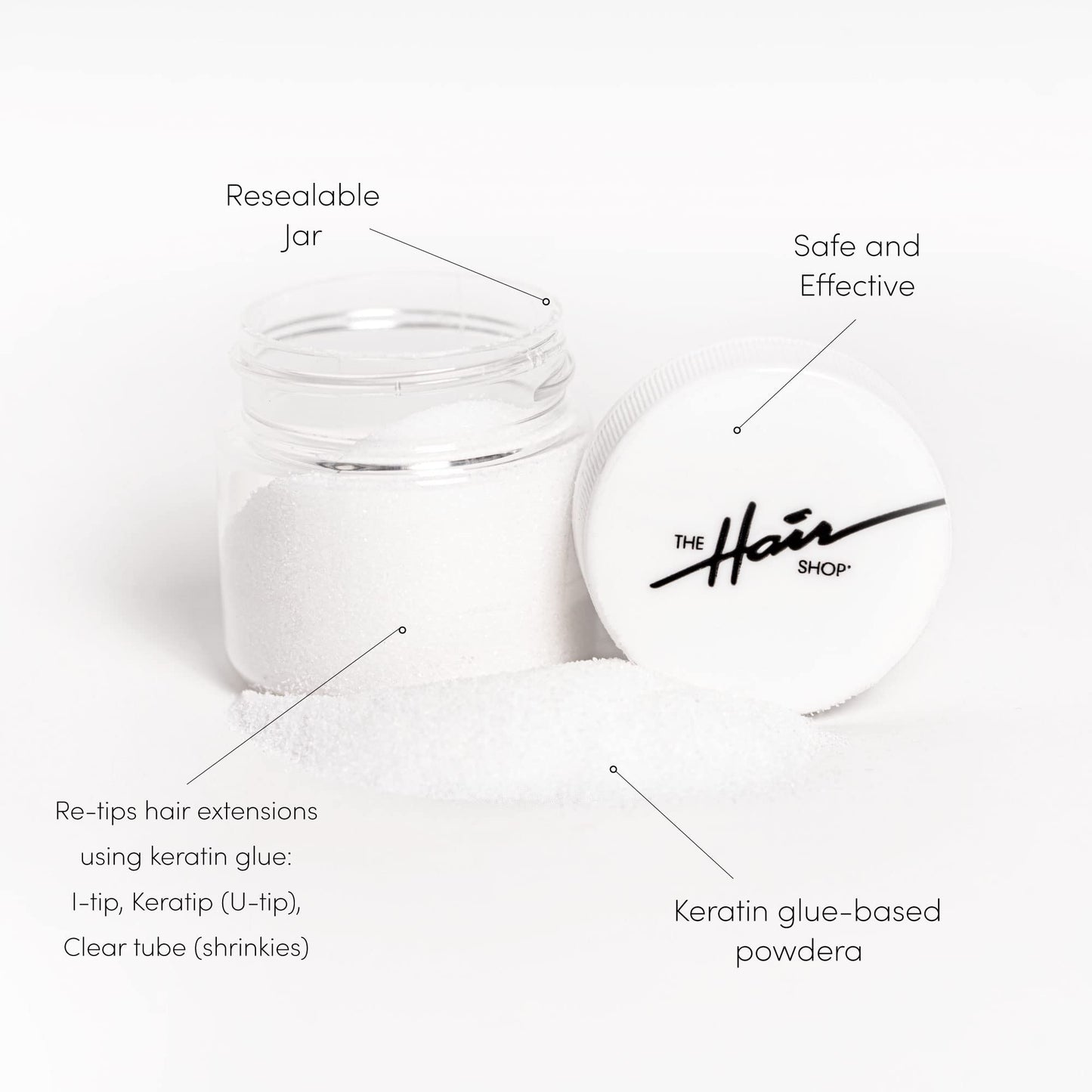 28g Hair Extension Keratin Glue Powder for Hot Fusion, K Tip, U-Tip, I-Tip, Keratip, Shrinkies Extensions Tool for Re-Tipping Hair Extensions for Reuse and Reinstallation