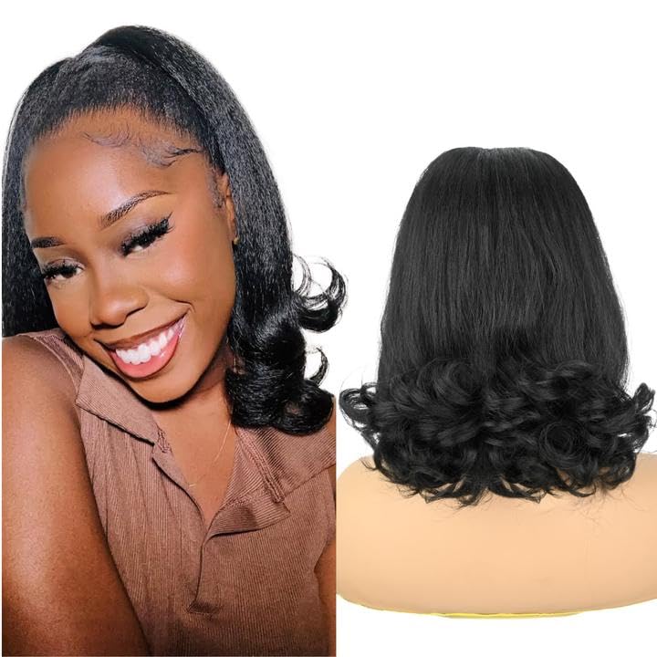 UAmy 14-Inch Yaki Straight Drawstring Ponytail Extension - Natural Black