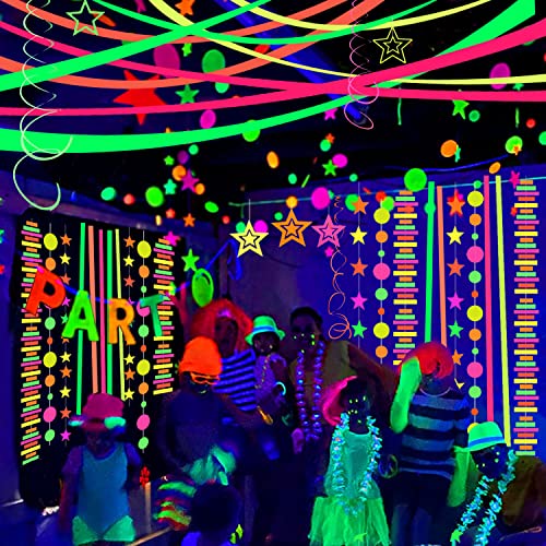Glow Crepe Paper Streamers - 8 Rolls UV Reactive Neon Party Decorations