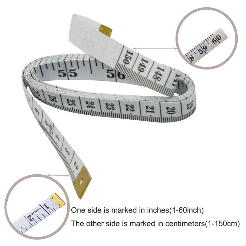 Soft Tape Measure - Double Scale Flexible Vinyl Ruler for Body Measurements | 60-Inch White