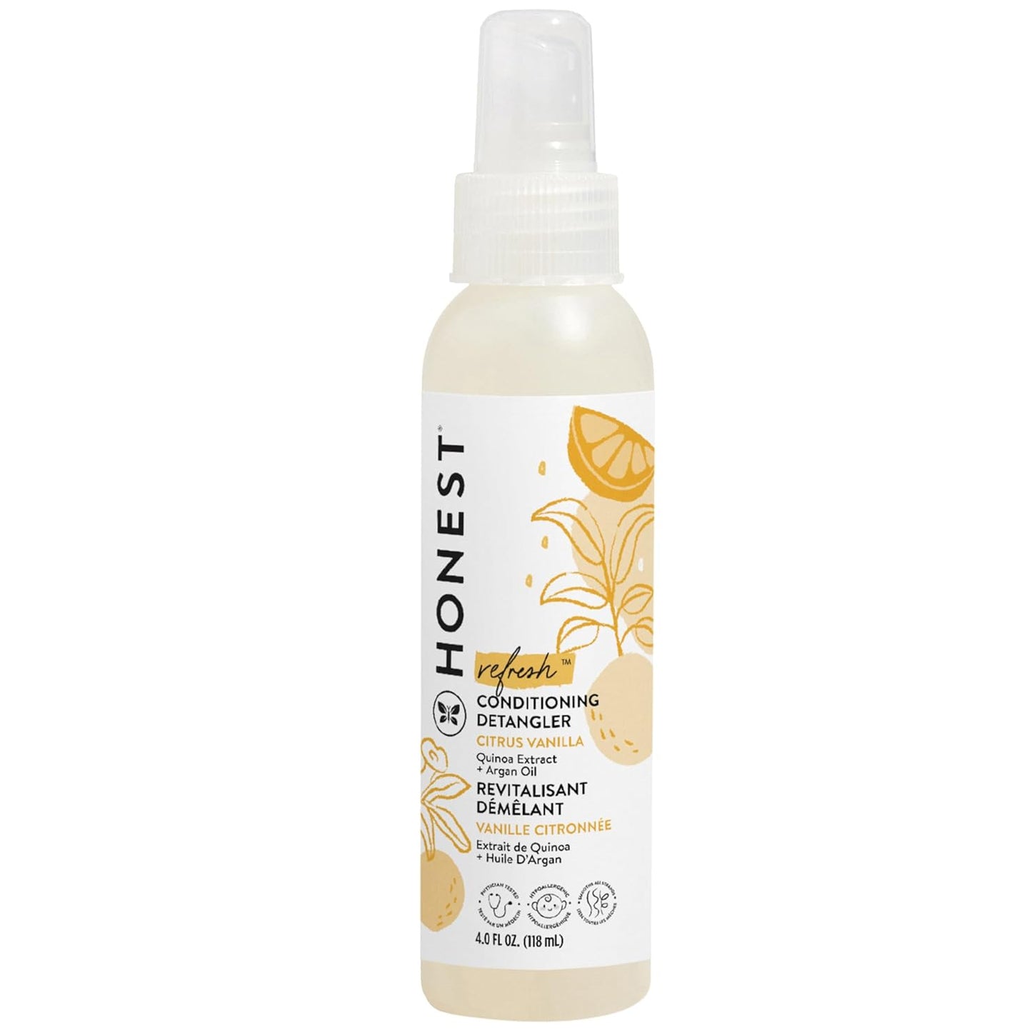 Conditioning Hair Detangler Spray - Tear-Free, Hypoallergenic Leave-In Conditioner | Citrus Vanilla, 4 fl oz