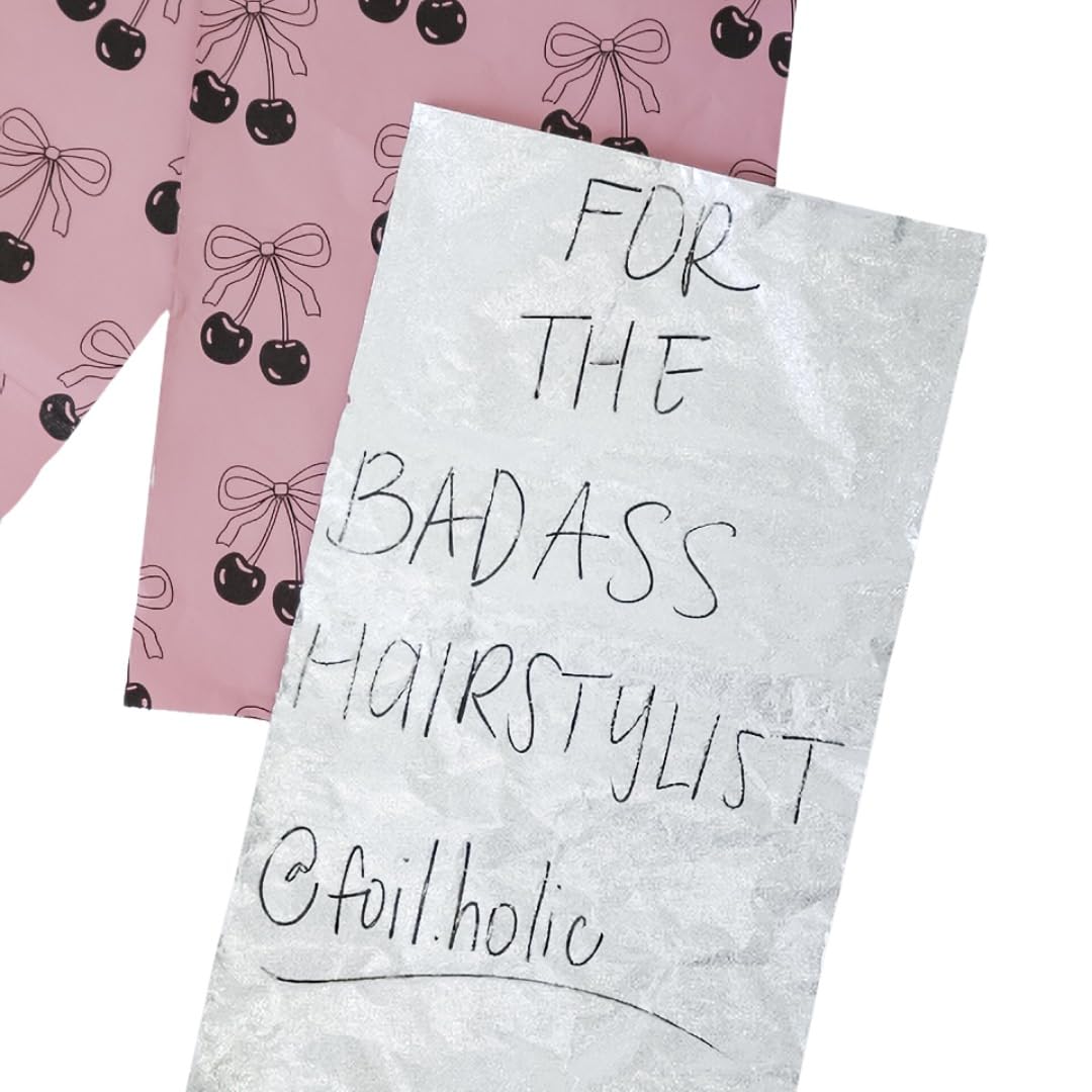 Hair Foils for Highlighting - 500 sheets - 6x11 Pop-Up Embossed Foil Sheets for Salon Hair Coloring - Cherry Bow Design by Foil Holic