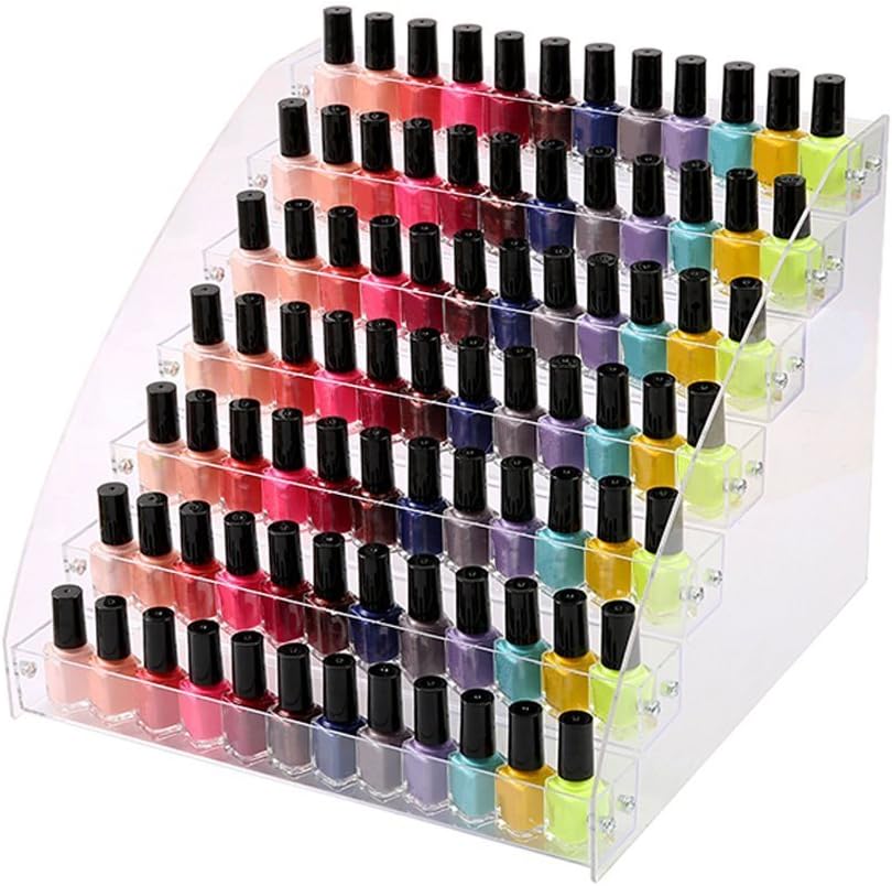 Essential Oils Nail Polish Rack - 7-Tier Acrylic Organizer for Lipstick & Dropper Bottles | Tall Display Shelf for Countertop
