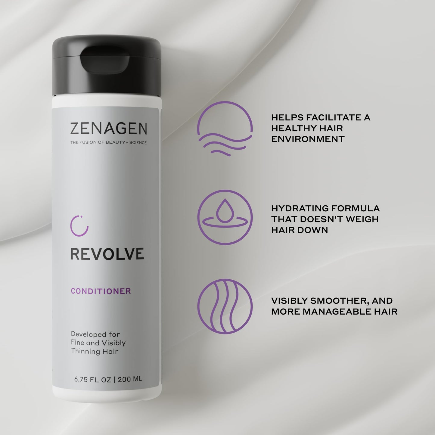 ZENAGEN Revolve Conditioner (Unisex) | Supports Scalp Health & Appearance of Fuller, Healthier Hair, Developed for Fine & Visibly Thinning Hair, Plant-Based, Color-Safe, Vegan, 473 mL / 16 oz