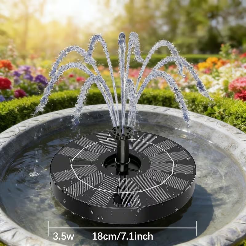 Solar Fountain for Bird Bath - IPX8 Waterproof Solar Water Pump | Ideal for Garden, Pond & Outdoor Decor