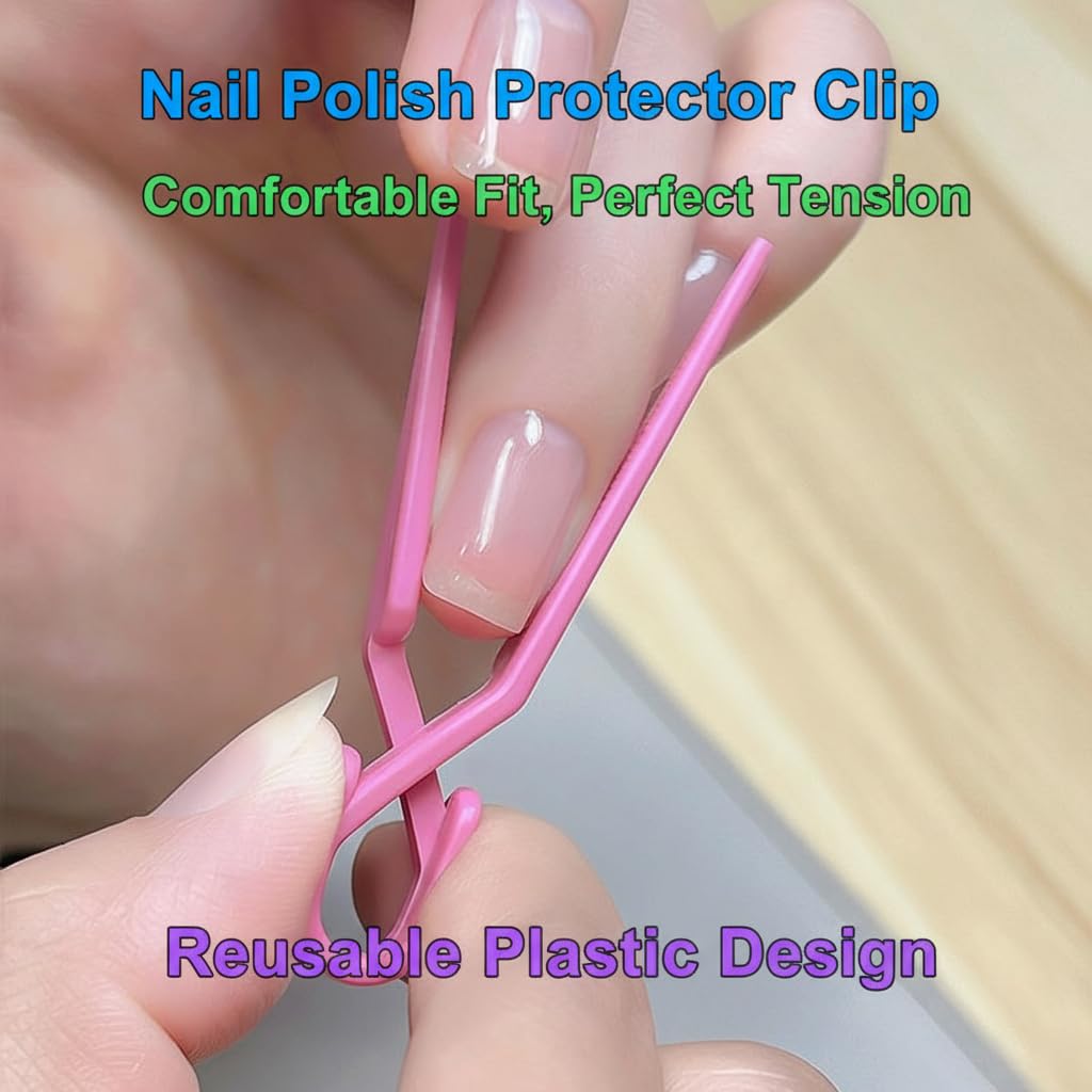 20-Pack Nail Polish Protector Clips, U-Shape Spill-Proof Manicure Tool, Reusable Plastic Nail Edge Cover for DIY Nail Art