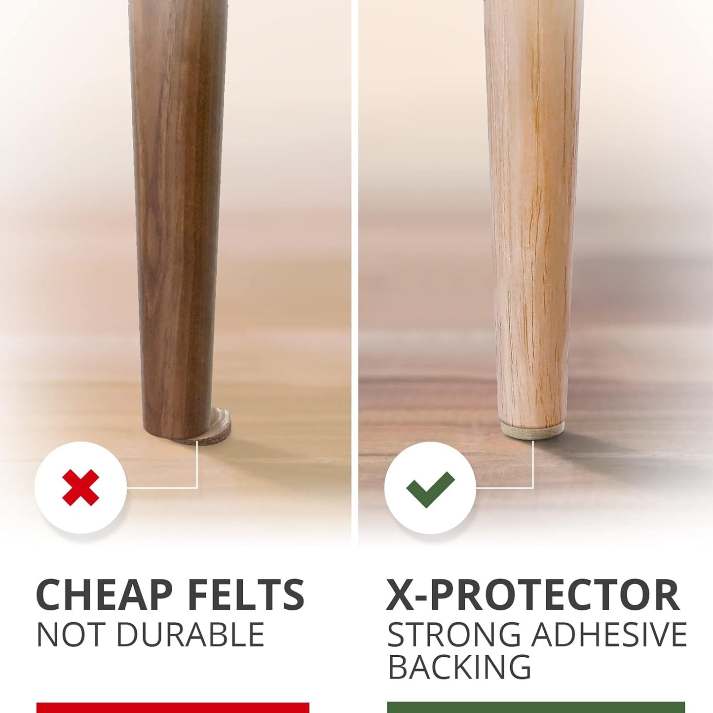X-PROTECTOR Felt Furniture Pads - 133 PCS Premium Floor Protectors for Hardwood & Laminate | Brown & Beige