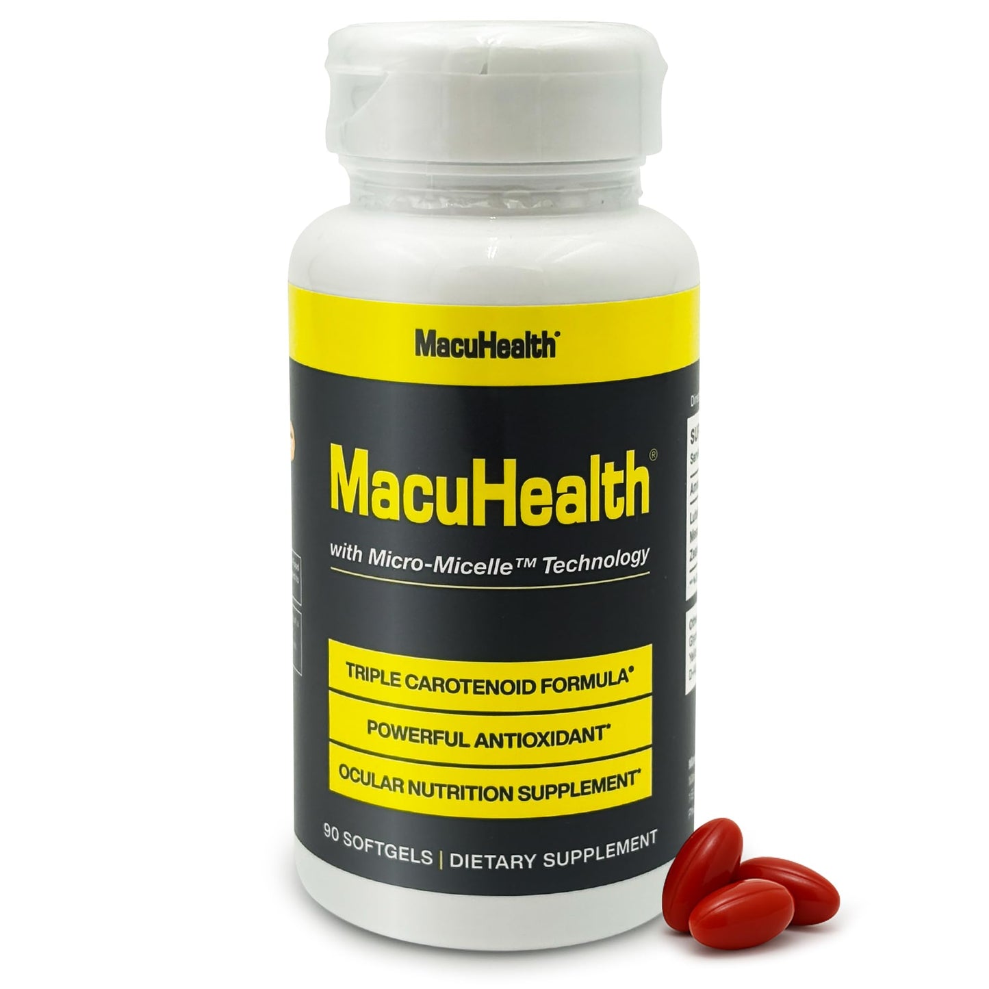 MacuHealth Triple Carotenoid Formula - Eye Vitamins for Adults - 90 Softgels, 3 Month Supply - Advanced Eye Support & Health Eye Formula