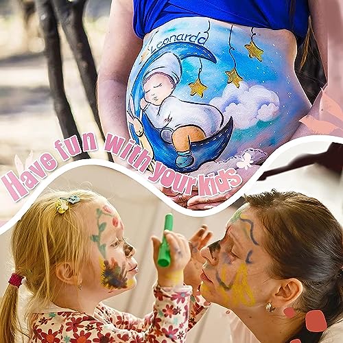 Kids Face Painting Kit - 12 Water-Based Colors, Washable Body & Face Paint for Halloween & Parties