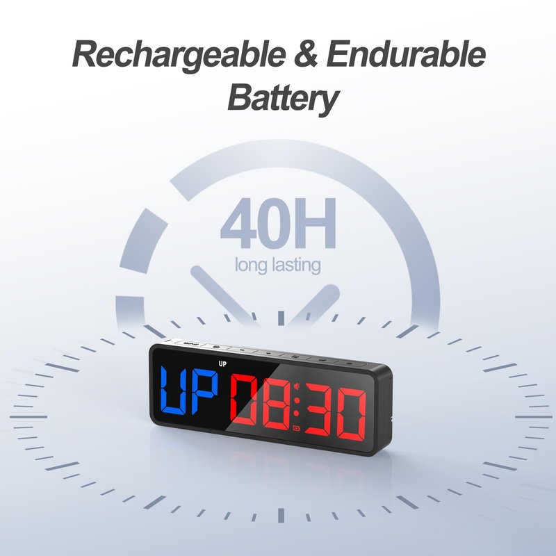 ANJANK Small Portable Gym Timer Clock, Strong Magnet, Workout Interval Timer with Powerful Battery, Stopwatch, Remote Control, Adjustable Brightness, Fitness Digital Timer for Home/Garage/Boxing