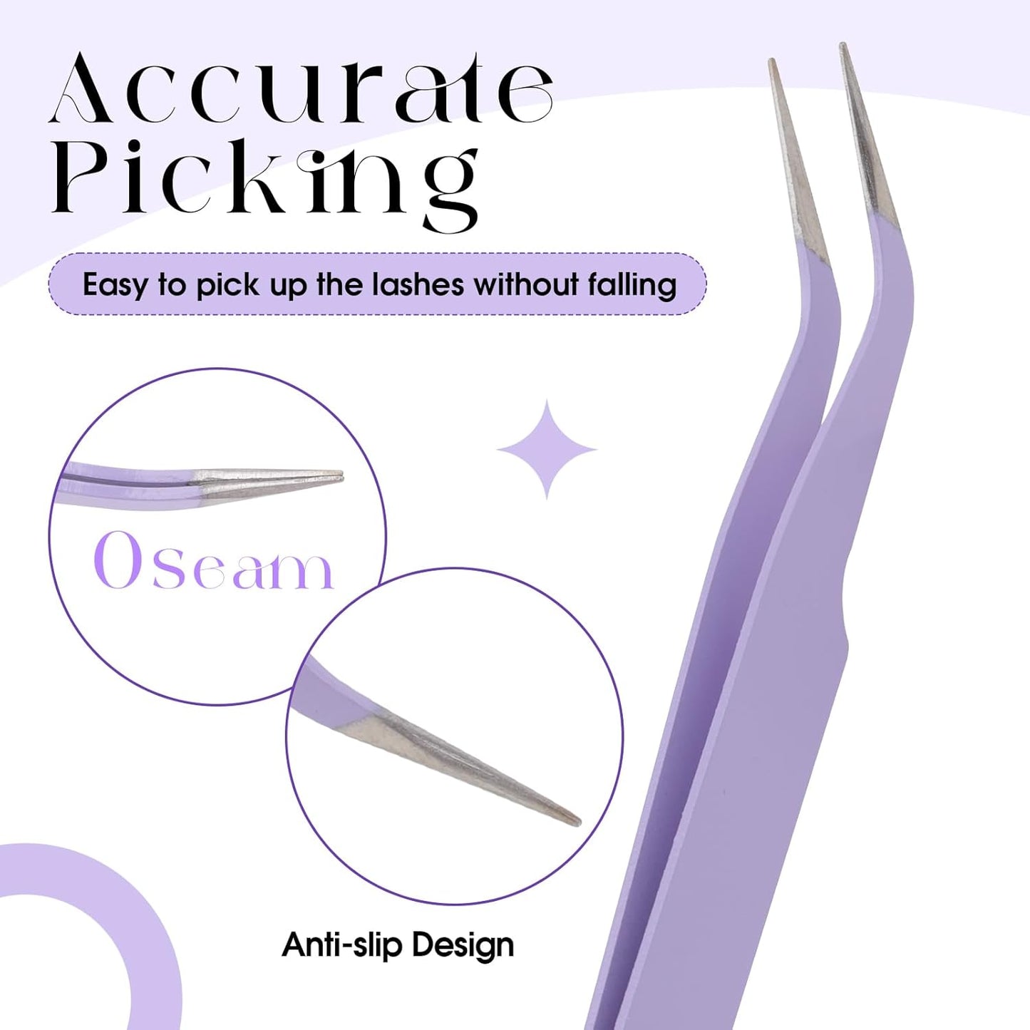 WENDY Lash Tweezers - Precision Stainless Steel Applicator Tool for Eyelash Extensions | Mega Volume, Home Use