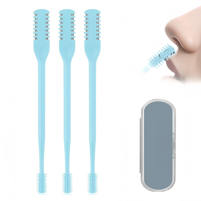Nasal Hair Cutter, 2026 Upgraded 360° Double Sided Portable Nose Hair Trimmer for Women Men, Travel Essentials Washable Nose Hair Remover Grooming Tool (3 Pcs Blue)