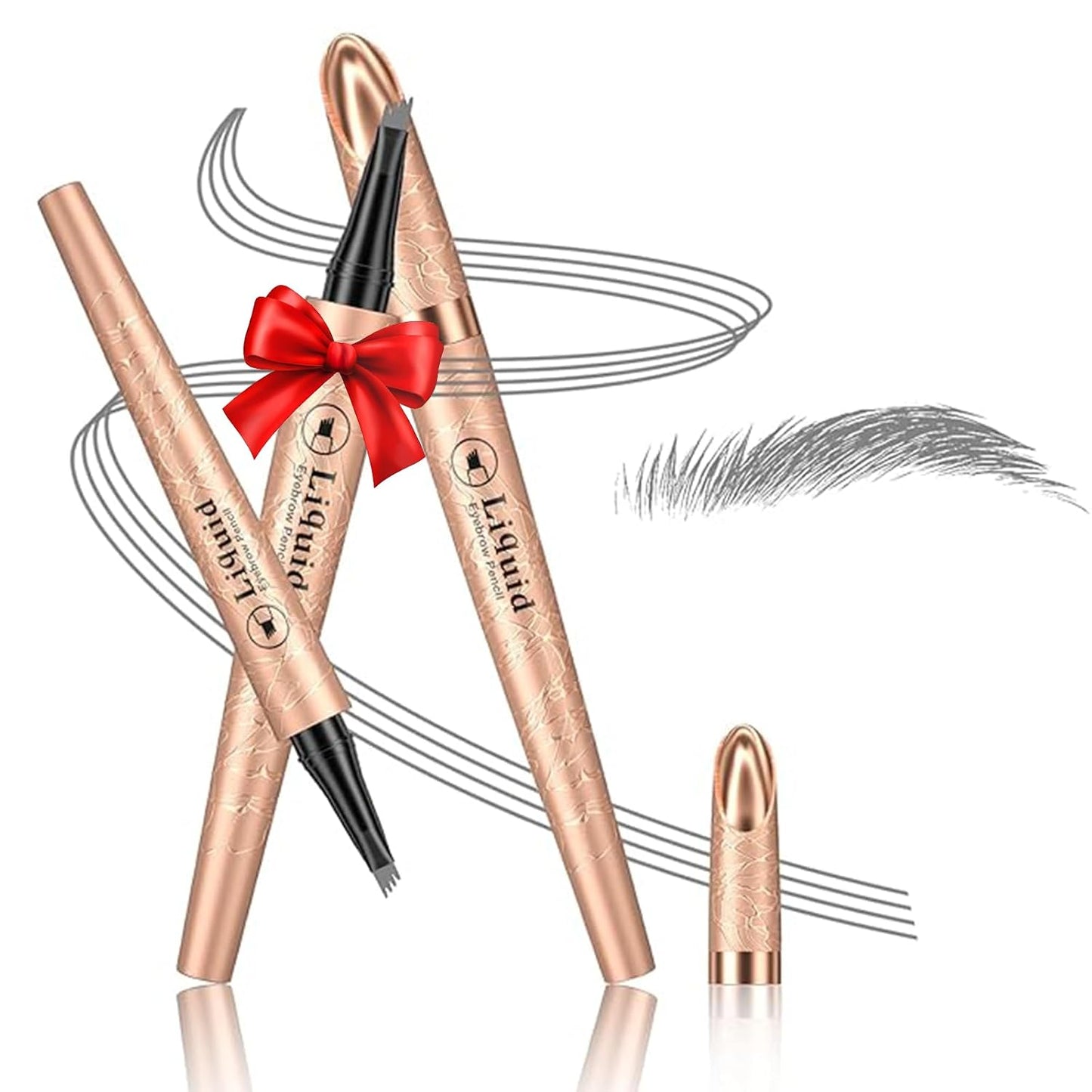 4D Liquid Eyebrow Pen - Microblading Pencil for Precise Brow Definition | Long-Lasting Waterproof (Black)