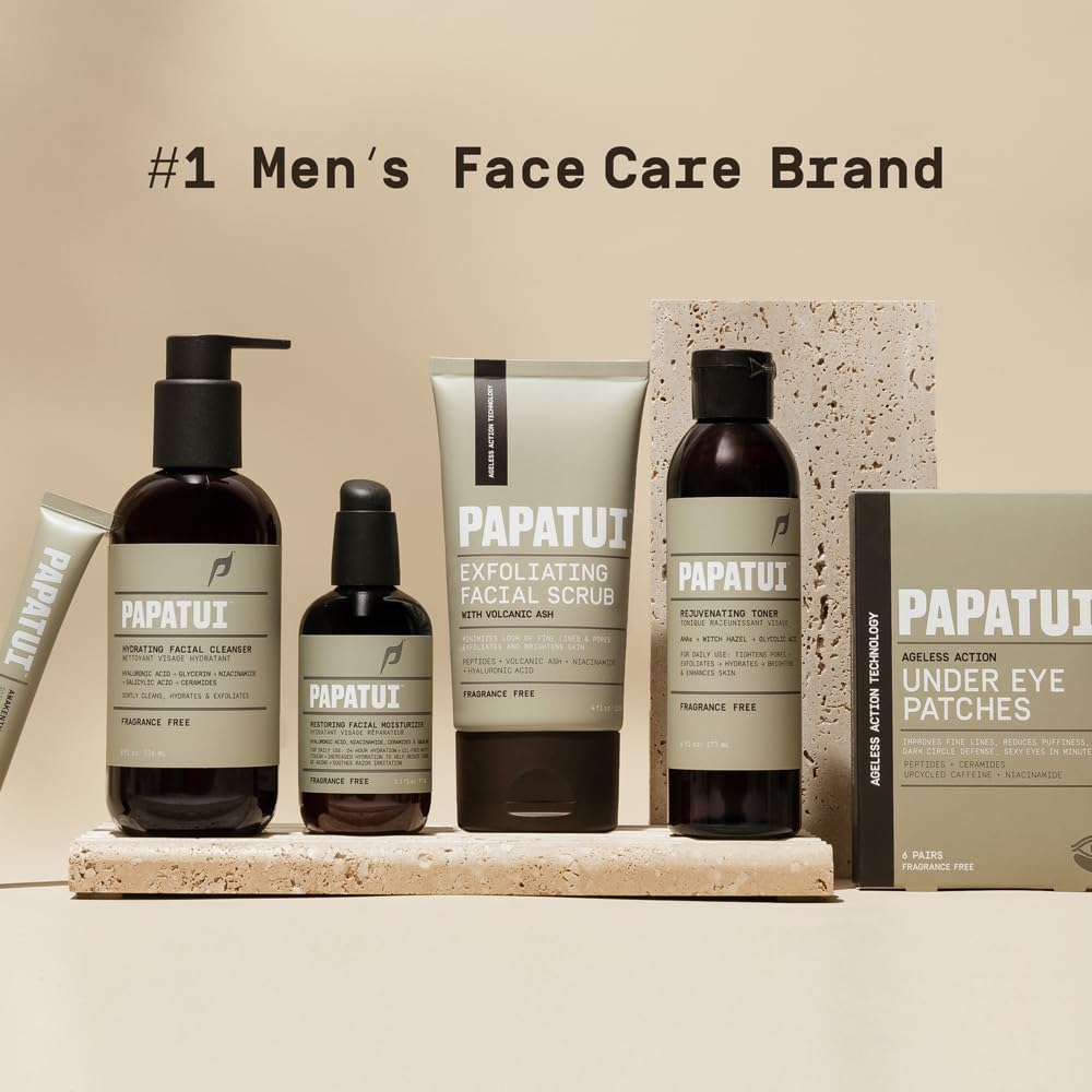 PAPATUI Hydrating Men's Face Cleanser - Niacinamide & Hyaluronic Acid | Unscented | 8 oz