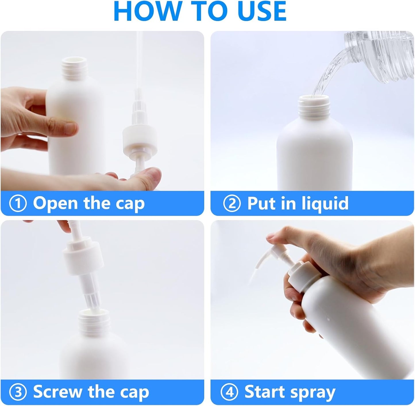 Pump Bottles Dispenser - 10 Oz (300ml) for Massage Oil & Liquid Soap | 2 Pack with Labels