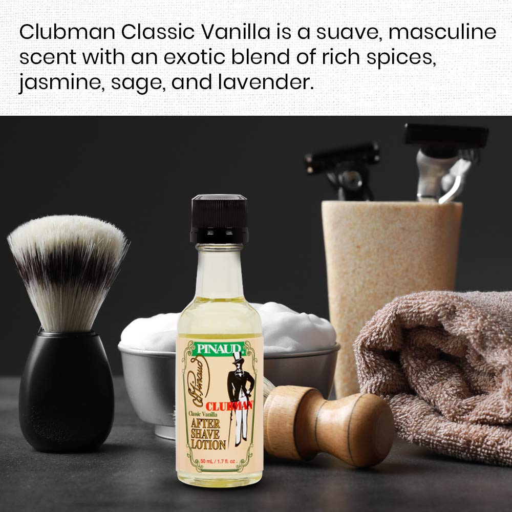 Clubman Classic Vanilla After Shave Lotion, Instantly Soothes, Tones, Refreshes The Skin After Shaving 1.7 fl. Oz x 2 packs