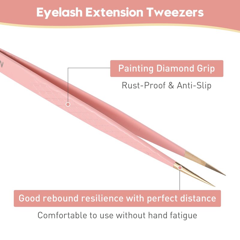 Ms.Queen Eyelash Extension Tweezers Set,5Pcs Fiber Tip Grip Isolation and 45 90 Degree Volume Lash Tweezers for Eyelash Extensions