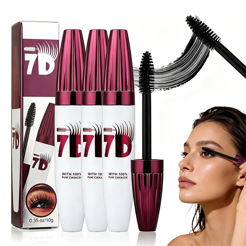 Waterproof Volume Mascara - 7D Smudge-Proof Curling & Lengthening Formula | Long-Lasting Black Fiber Lashes for Defined Eye Makeup