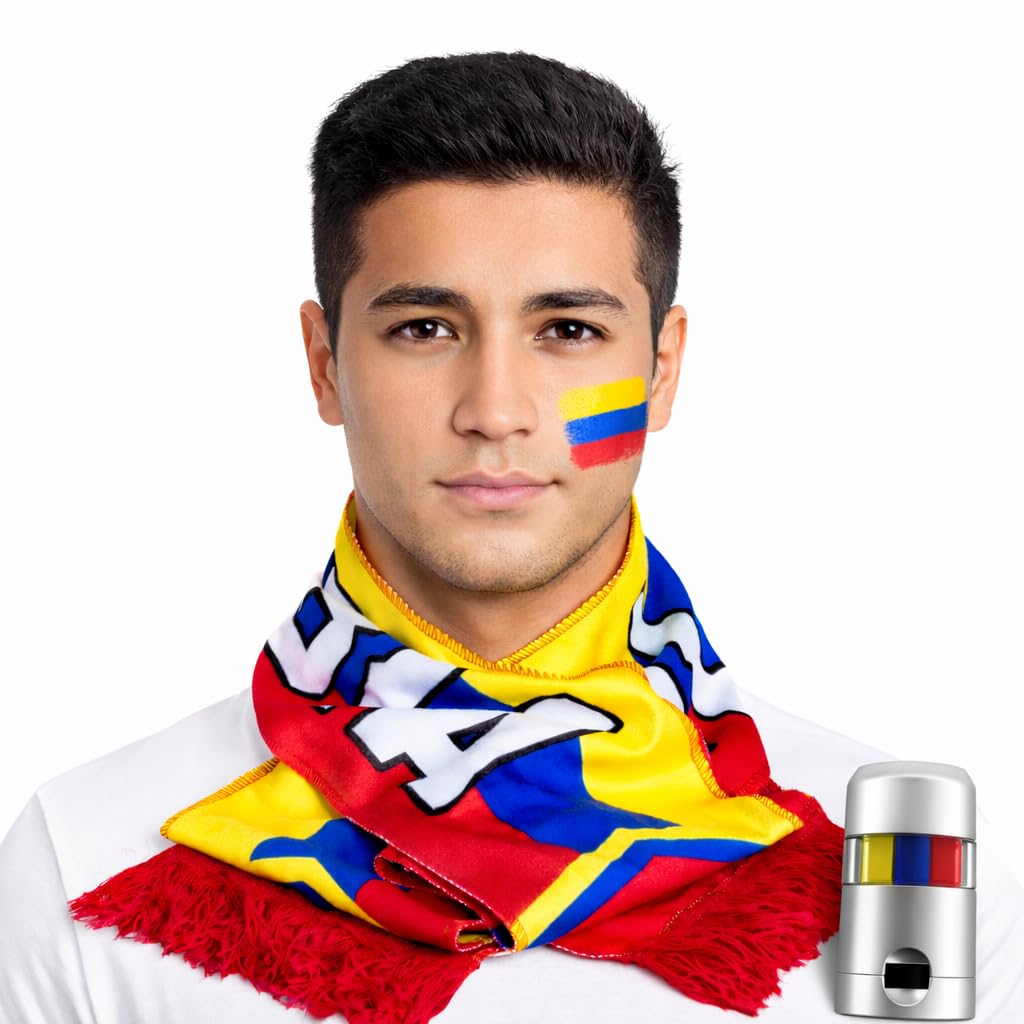 SIFRIMANIA Colombia Fans 2 Piece Kit Soccer Cup Scarf and Body Paint Stick.