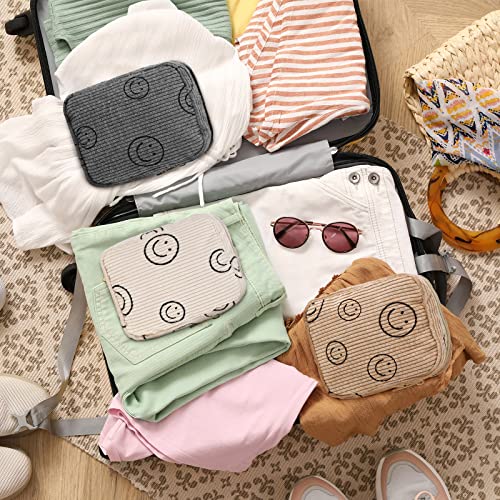 Photect 3-Piece Corduroy Makeup Bag Set in White, Gray, Yellow