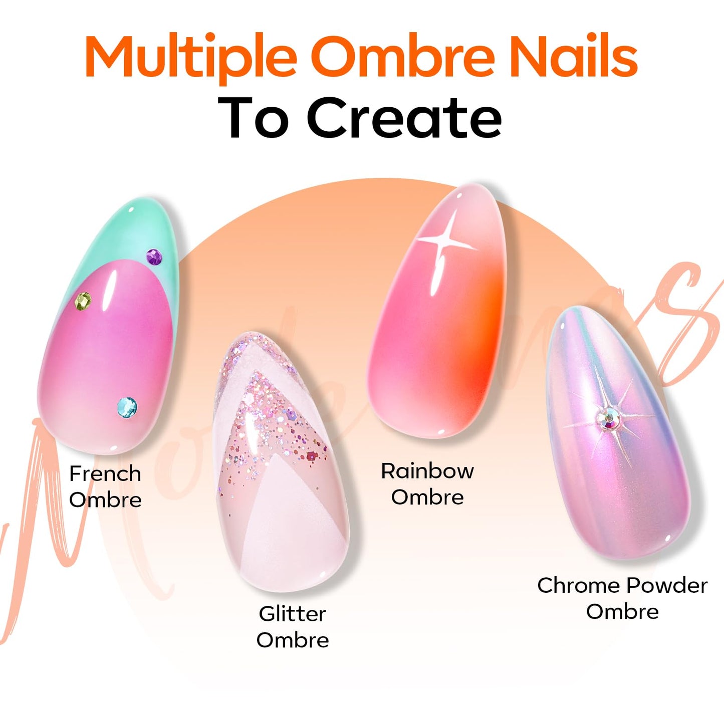 Modelones 150pcs Nail Sponges for Ombre, Nail Art Sponge with Grabbing Pen Reusable Soft Sponges for Gradient Ombre Blush Chrome Design Effects Professional Nail Stuff Supplies DIY