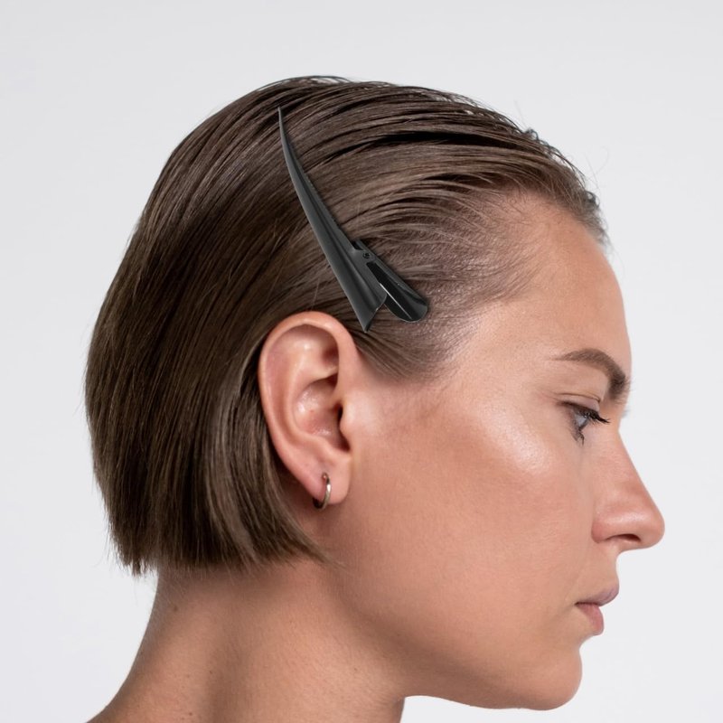 KALLORY Duckbill Hair Clips 3-Pack Metal Hair Clamps for Women and Girls 4.92 Inch Black Accessories for Secure Styling and Comfortable Curling