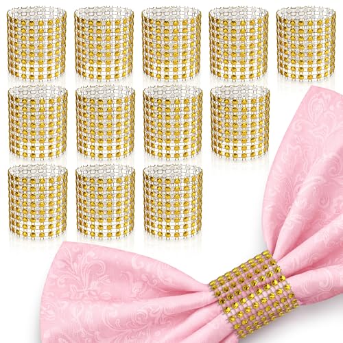 Gold Rhinestone Napkin Rings Set of 100 - Elegant Table Decor