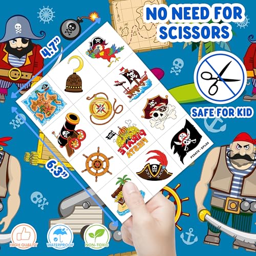 60 Pack Pirate Ship Temporary Tattoos for Kids | Fun Party Favors