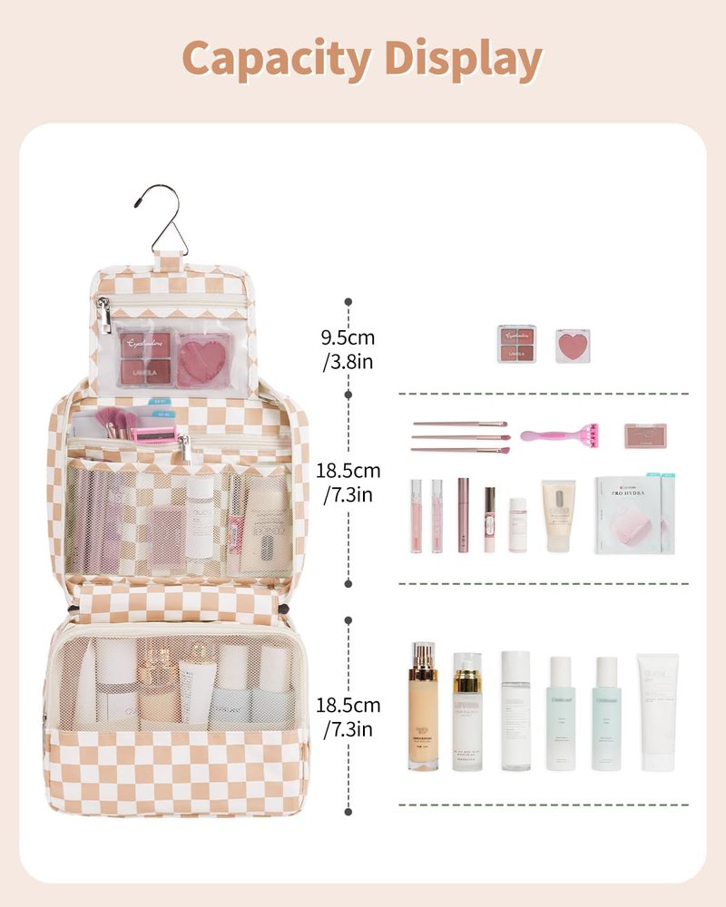 Narwey Small Hanging Travel Toiletry Bag - Makeup Organizer for Women | Compact Design, Multiple Compartments
