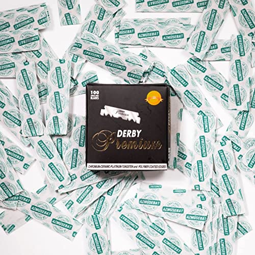 Derby Premium Single Edge Razor Blades - Sharp, Coated Safety Blades (3 Pack)