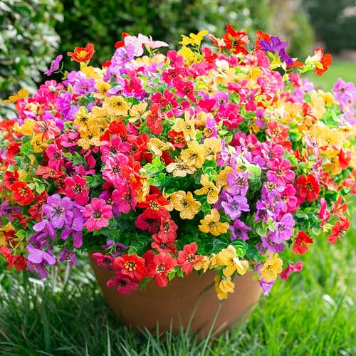 Florisso 12 Bundles Artificial Outdoor Daisy Flowers with Eucalyptus