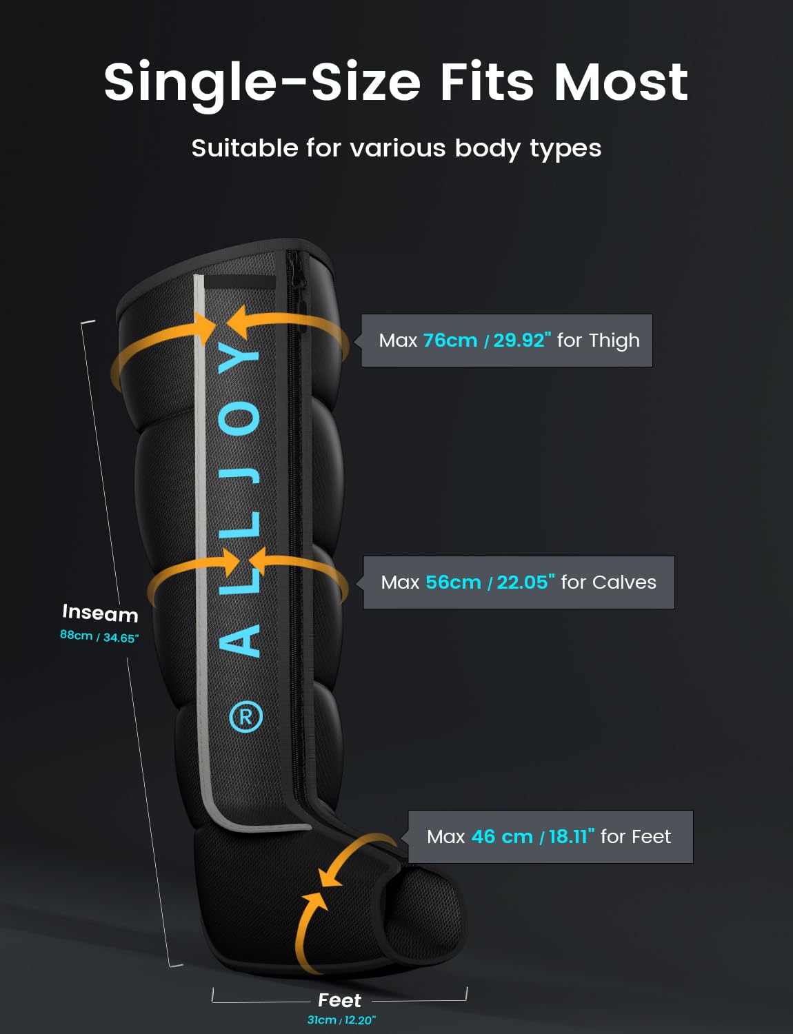 ALLJOY Cordless Air Compression Leg Recovery System, Professional Leg Massager Boots with Smart 5-Zone Tech for Sequential Compression, Fast Muscle Recovery & Swelling Relief for Athletes