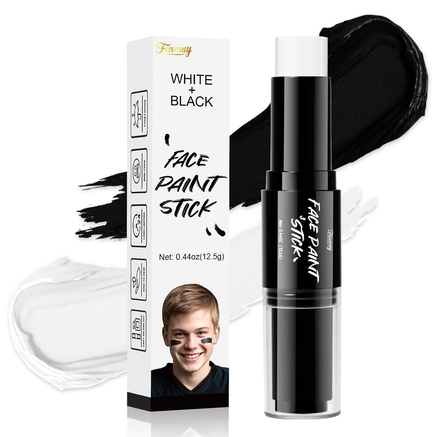 Dual-Ended Face Paint Stick - Non-Toxic, Waterproof Cream in Green & Yellow | Full-Coverage for Halloween, Cosplay & Sports