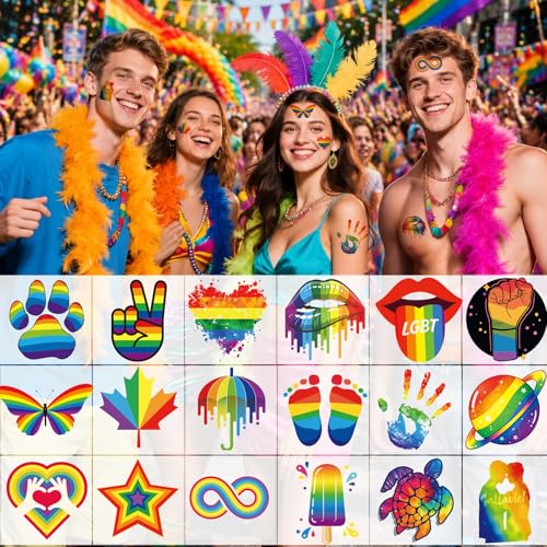 JEEFONNA Pride Freckles Temporary Tattoos - Rainbow LGBTQ Face Stickers, Waterproof & Long Lasting, 24 Sheets (Variation: Freckles)